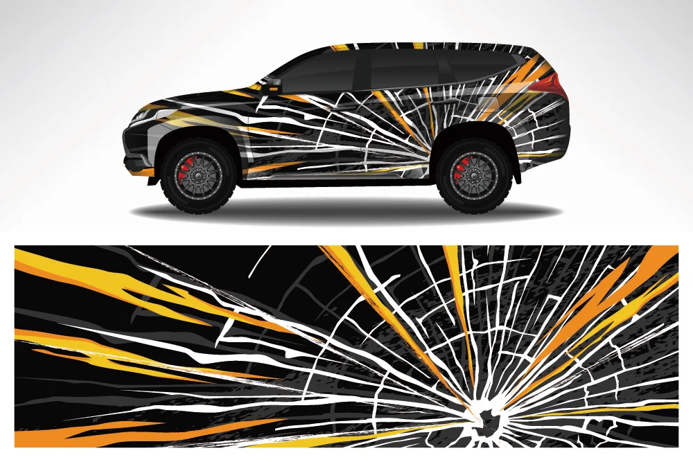 

Broken Pattern Full Body Vinyl Wrap Modern Design Vector Image Racing Car Graphic Decal Full Wrap Sticker Decorative Car Decal