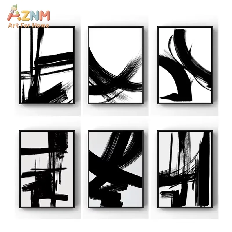 1PC Black and White Abstract Pattern Posters and Prints Modern Line Art Canvas Painting Wall Art Pictures Home Decoratio