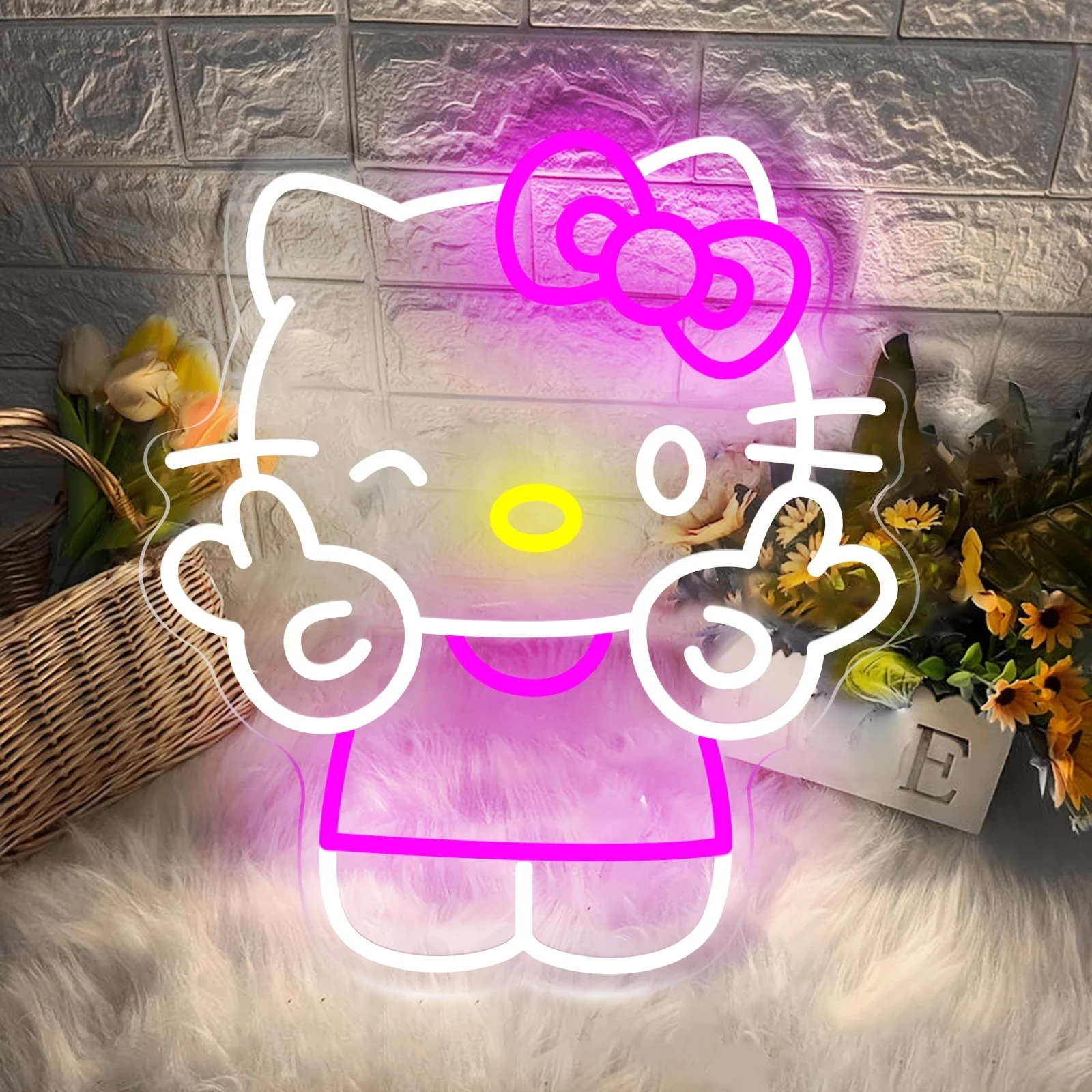 

Hello Kitty Neon Sign LED Sanrio Anime Night Light Dimmable USB for Wedding Party Cafe Game Room Girl Cave Bar Bedroom Decor