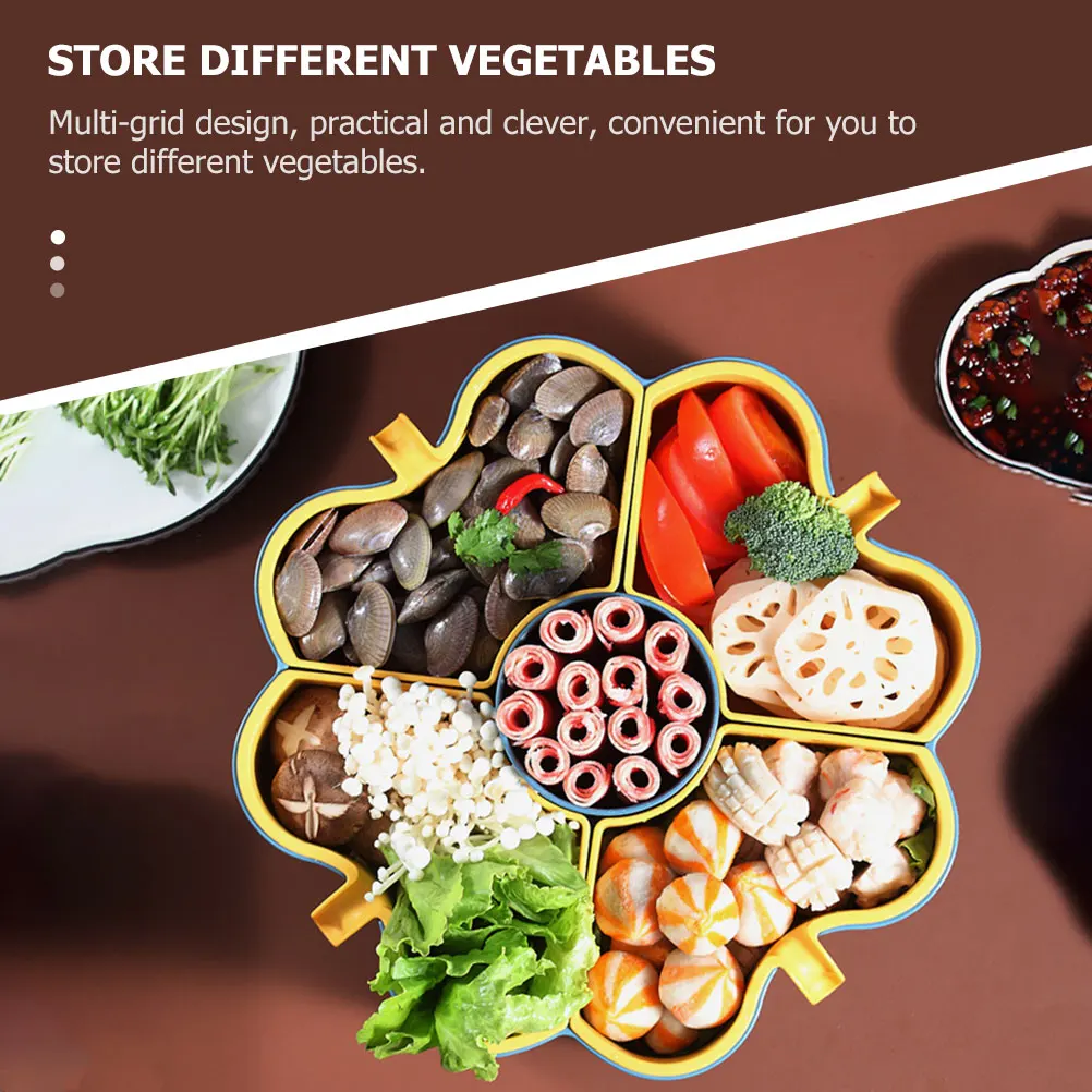 

1Pcs Rotating Vegetable Draining Basket Double Layer Multi-Grid Kitchen Basket for Hot Pot Fruit Washing and Drain Water Holder