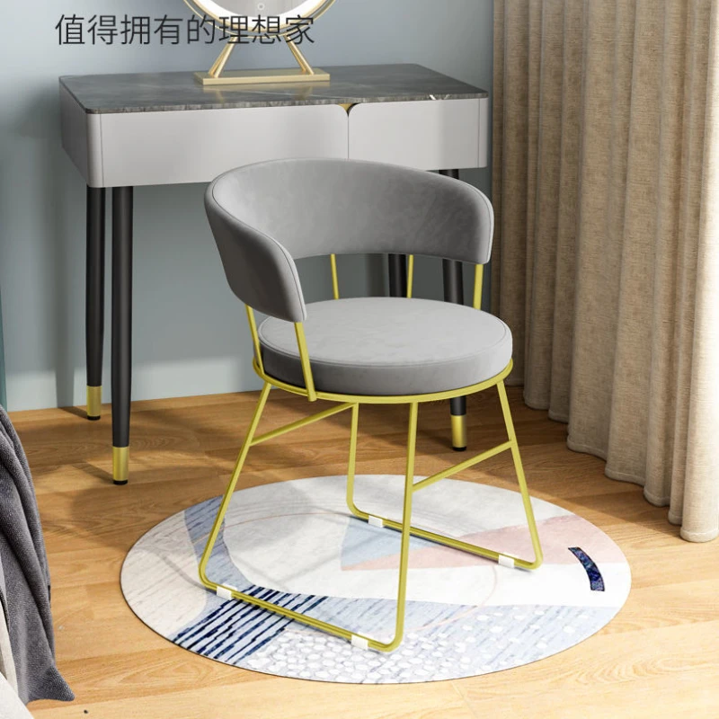 

Light Luxury Modern Dressing Stools Backrest Makeup Chairs Ins Chair Nail Chair Bedroom Stool Nordic Vanity Ottomans Furniture