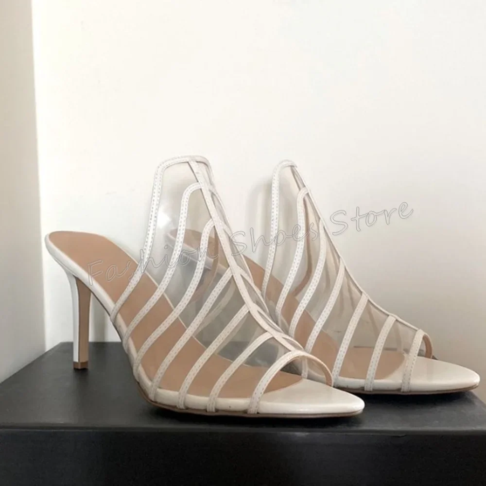 

White Open Toe PVC Slippers Stilettos High Heels High Heel Shoes for Women Fashion Heels Party Shoes 2025 Zapatos Para Mujere