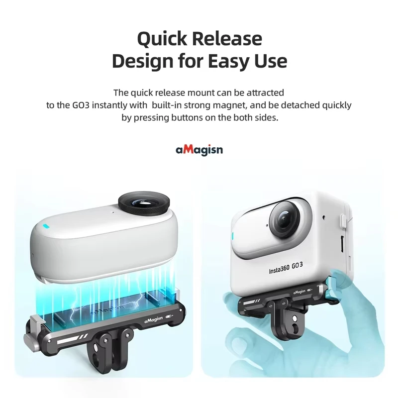 جديد المغناطيسي الإفراج السريع جبل ل Insta360 GO3S GO3 للصدمات طوي محول تركيب آمن المفاجئة على قاعدة التثبيت الملحقات #2