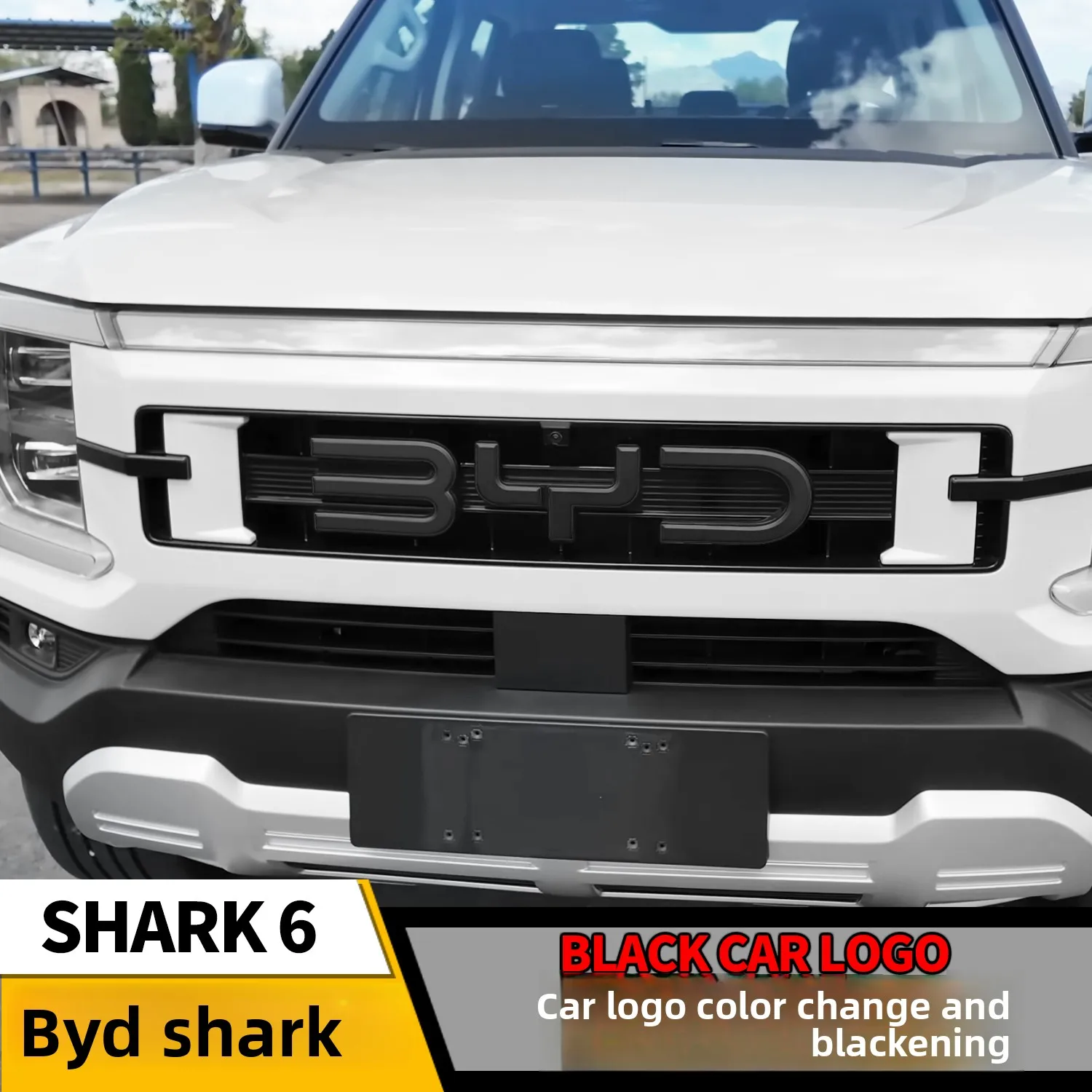 Car Front Bonnet Grill Rear Trunk Emblem Logo SHARK6 Trunk label standard black Alphabet Tailgate logo No Disassembly Overlay