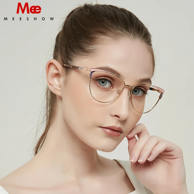 MEESHOW Brand Designer Women Vintage Cat Eye Glasses Frames Optics Frame Prescription Glasses Optical Eyewear PINK 6919