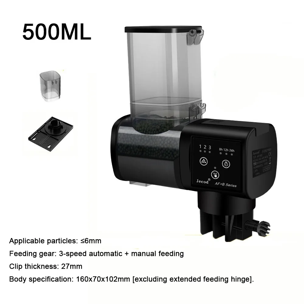 

250ML/500M Fish Tank Feeder Digital Display Screen LCD Display Auto Fish Food Dispenser Adjustable Timer