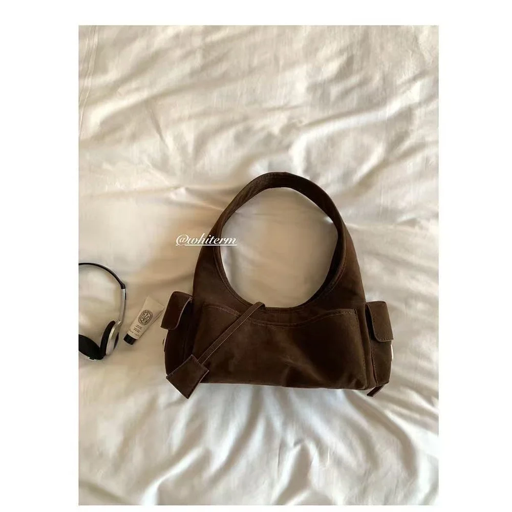 Korean Autumn/Winter New Arrival Ins Trendy Unisex Retro Faux Fur Multi-Pocket Single Shoulder Handbag