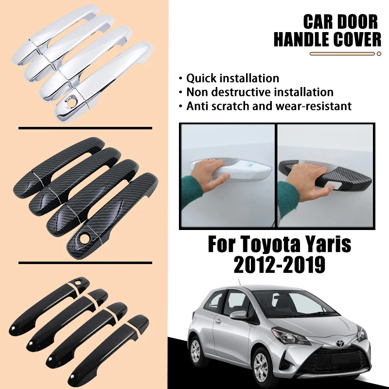 

Door Handle Cover Trim For Toyota Yaris XP130 MK3 Vitz 2012-2019 2013 2014 2015 Luxurious Carbon Fiber Chrome Car Accessories