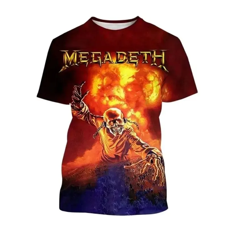 Hip Hop Trendy Style T-shirt Megadeth 3D Printed Fashion Men\'s and Women\'s Casual Cool T-shirt Retro Children\'s Sports T-shirt