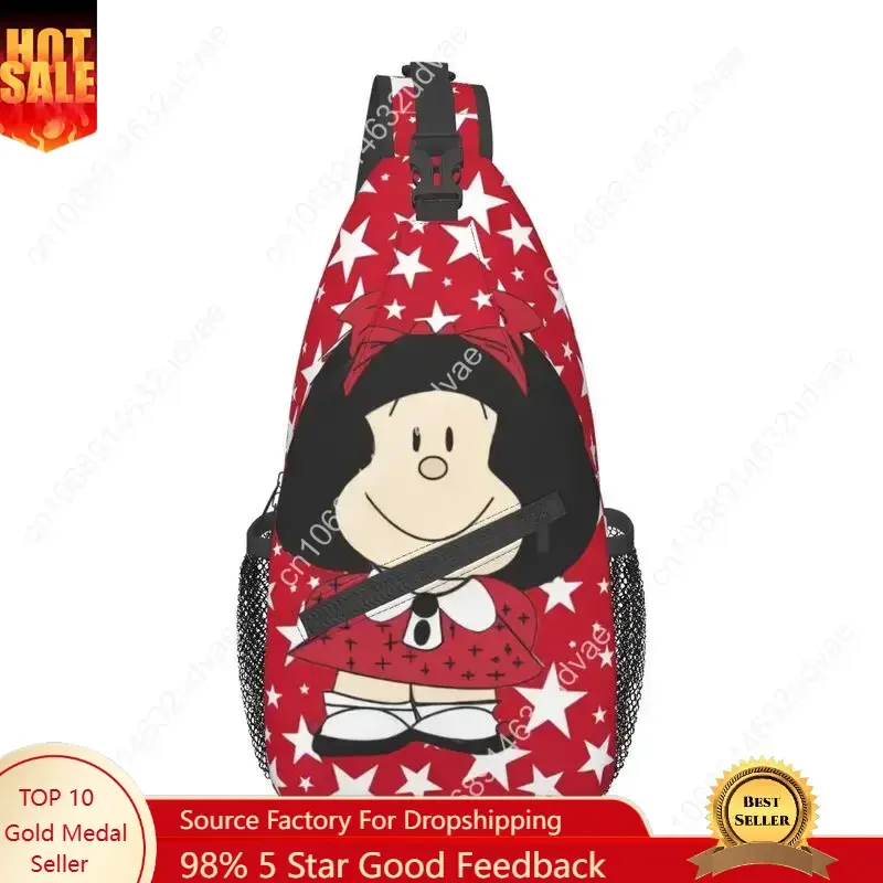 

Fashion Kawaii Mafalda Cartoon Crossbody Sling Backpack Men Anime Shoulder Chest Bag for Travel Cycling