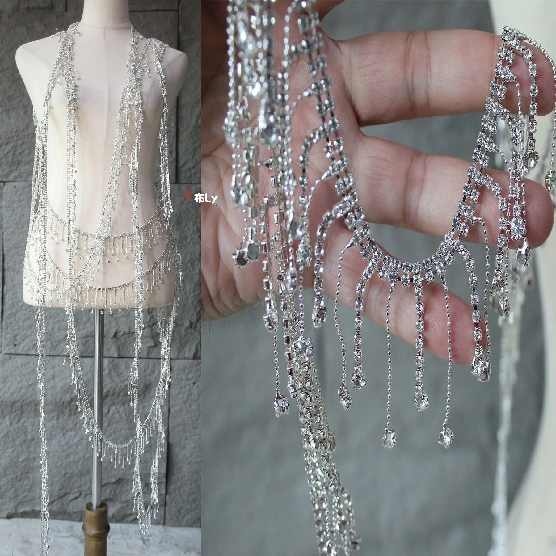 Tassel flash diamond chain clothing decorative beads material accessories wedding dress dance clothing handmade accessories