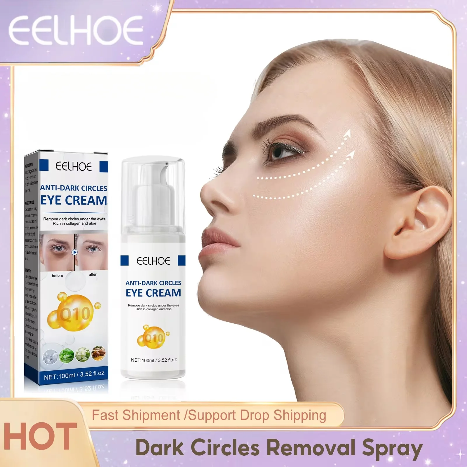 Anti Dark Circle Eye Cream Remove Puffiness Particle Removal Improve Dullness Fade Lines Bag Moist Dry Hydrating Tighten Sagging