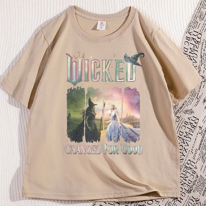 Vintage Wicked Changed for Good T Shirt Man Cotton Short Sleeve Round Neck Magic Wand Tshirt Wizard Movie T Shirts Clothing