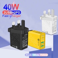 4 Ports Mobile Phone Charger 2USB 2Type-C Charger Dual PD USB Wall Adapter EU/US/UK Plug for iPhone Samsung