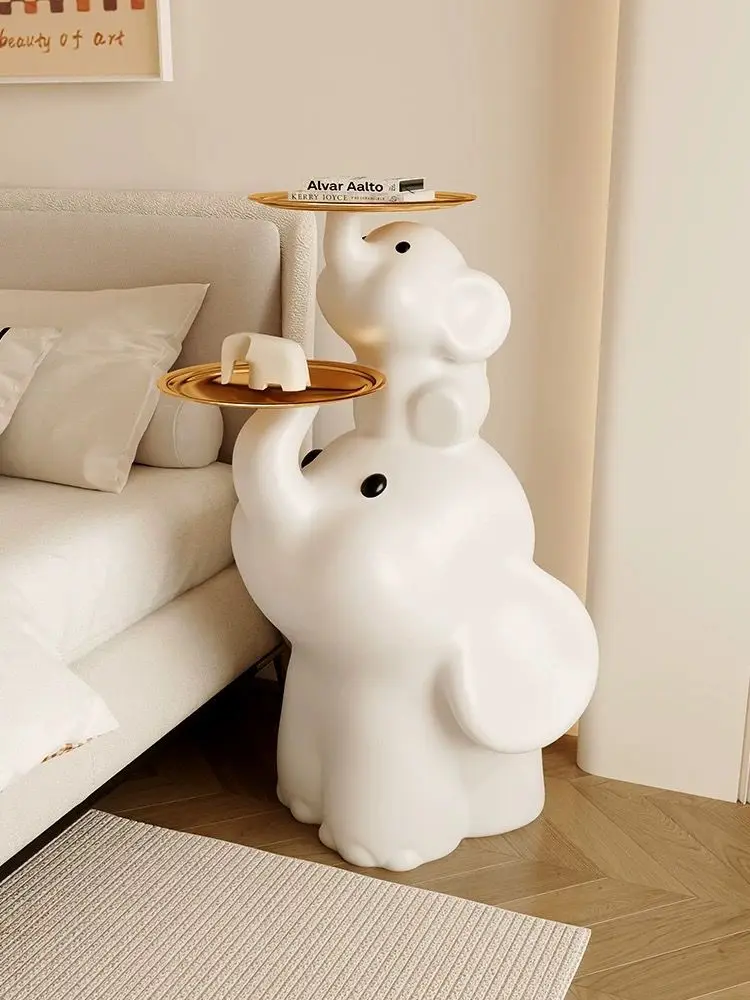 

Large Floor Elephant Statue Sculpture Decorations Living Room Parent-Child Elephant Night Light Tray Storage Sofa TV Cabinet Gif