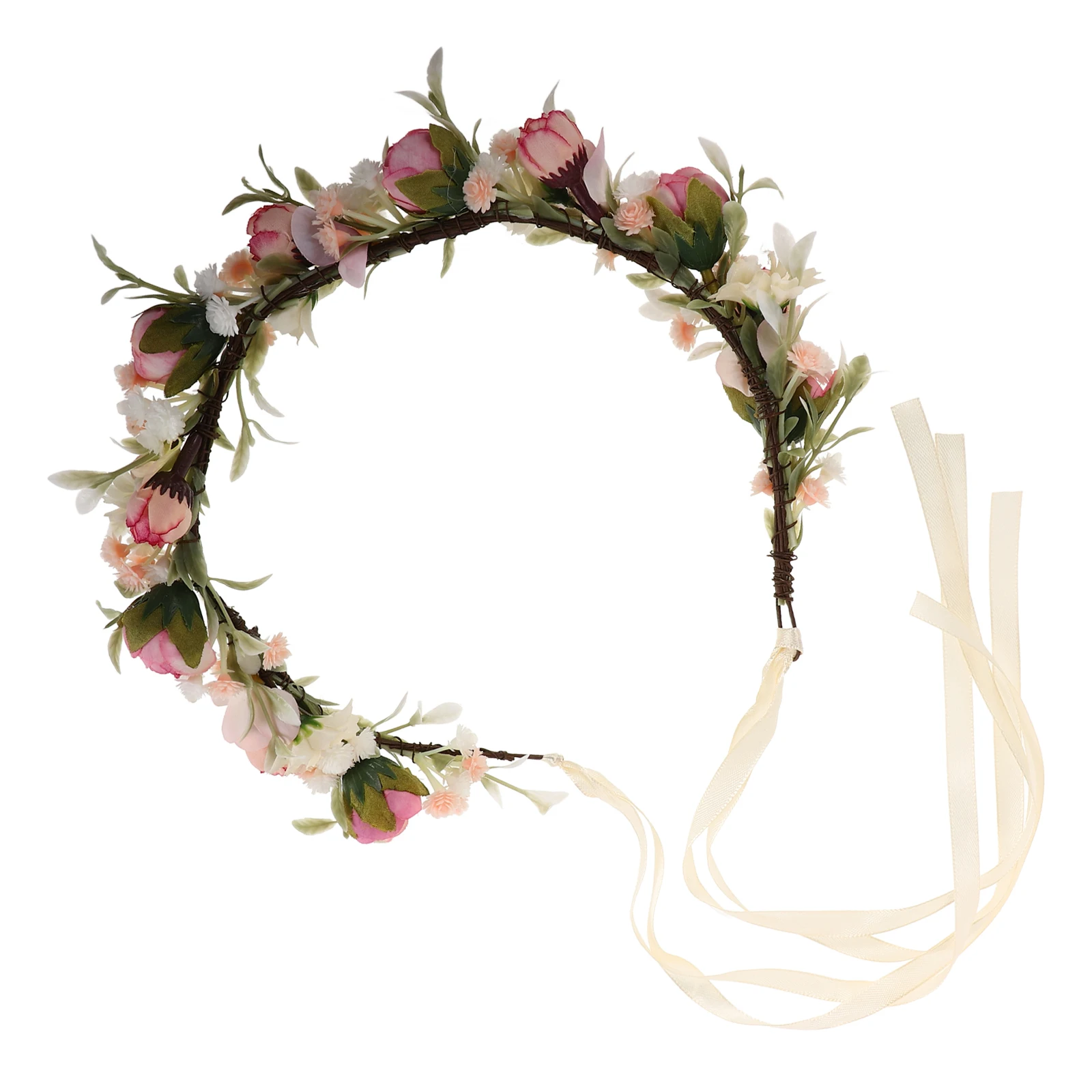 

Simulated Rose Hairband Floral Headpiece Wedding Bridesmaid Girls Vintage Garland Head Flower Hair Wreath Durable Material