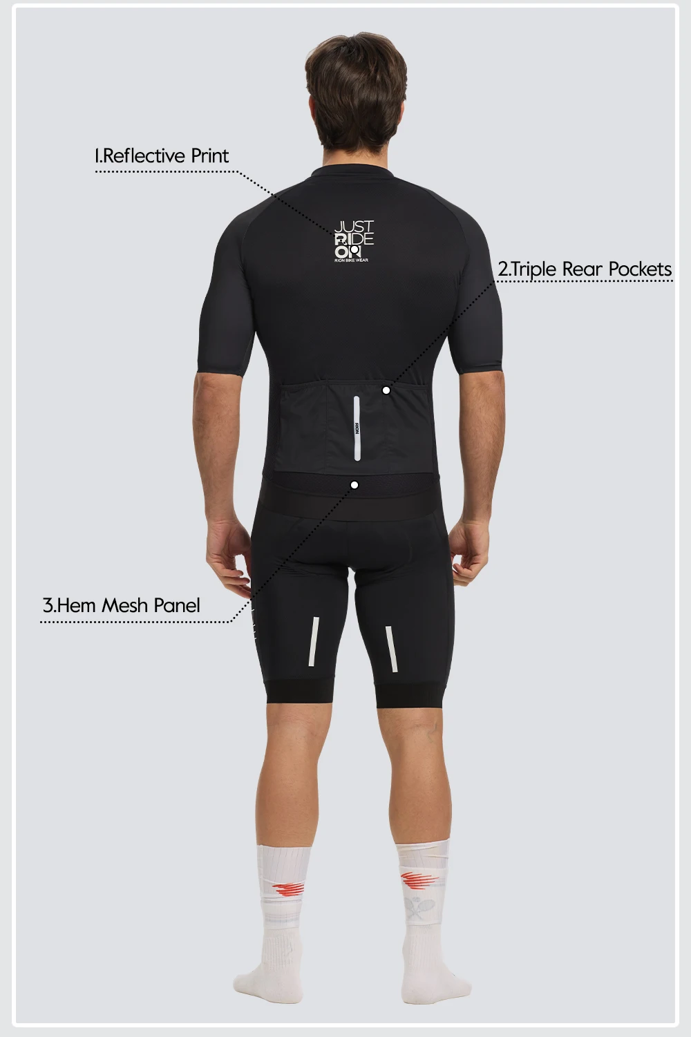 RION Herren Radsporttrikot MTB Mountainbike-Shirts UPF50+ Sonnenschutz Kurzarm Pro Fahrradbekleidung Straßenrenn-Oberteil Sommer – Detail 12