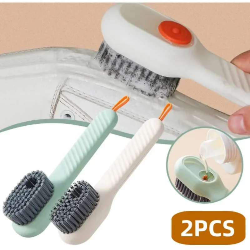 Automatic Liquid Discharge Shoe Brush, Deep Cleaning, Soft Bristles, Household Laundry Cleaning Brush, Daily Use, 1 Pc, 2Pcs