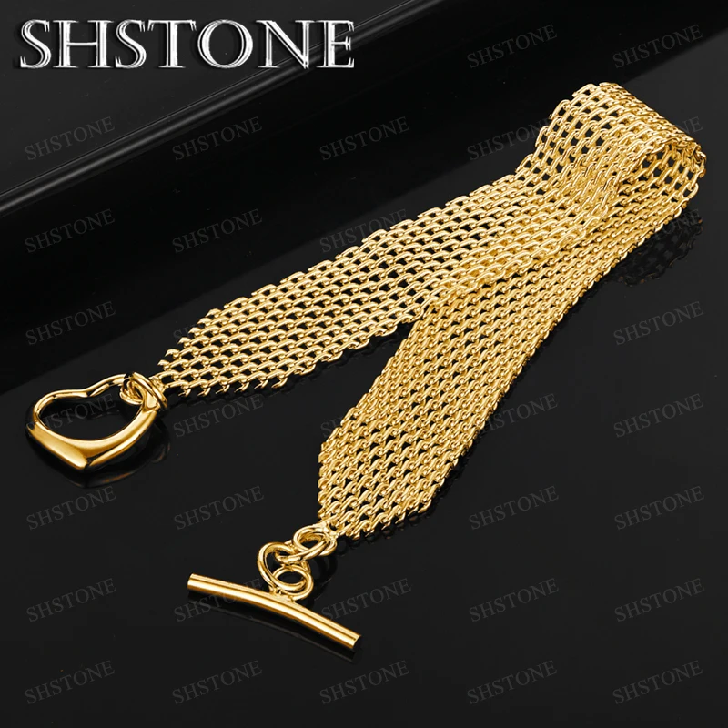 18k الذهب شبكة سلسلة فراشة القلب سلسلة دائرية سوار حفلة خطوبة هدية الرجال جودة مجوهرات جميلة اكسسوارات