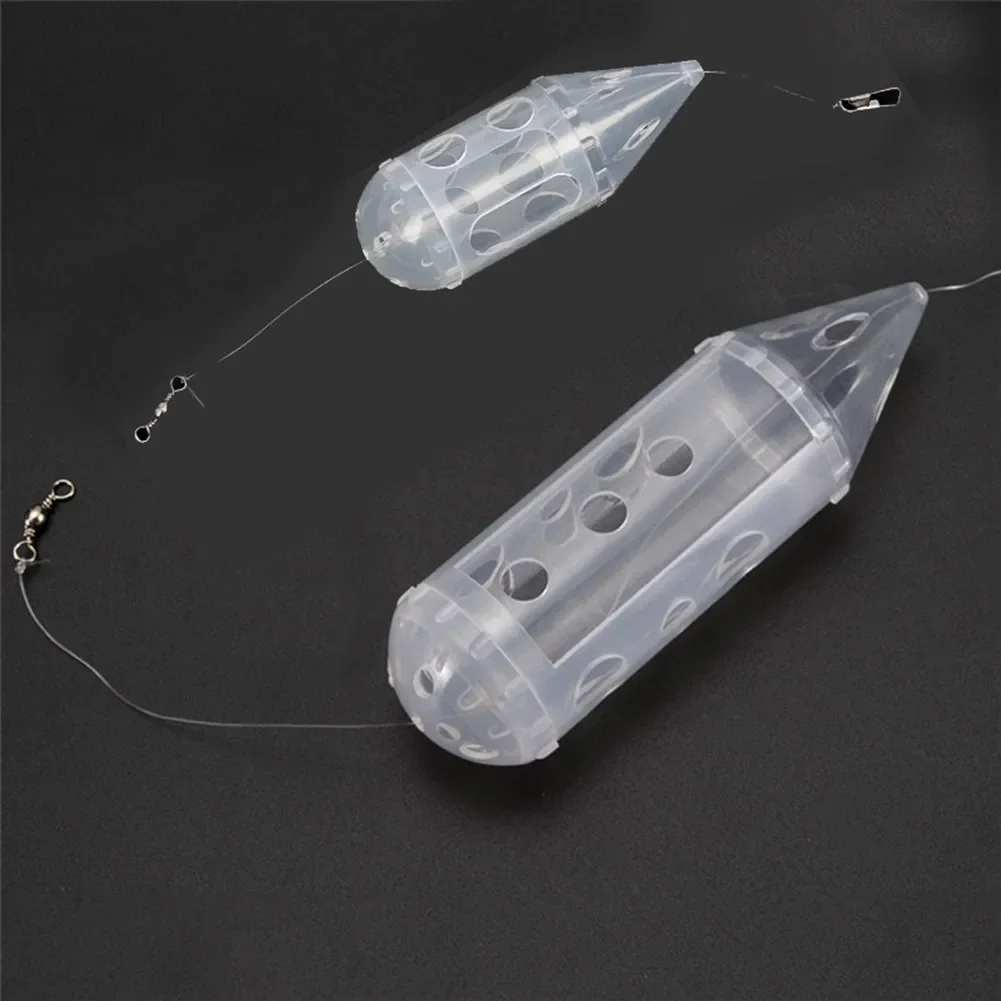 25*61mm,32*86mm,35*108mm,34*119mm Clear Cap Swim Feeders For Maggot Carp Match Transparent Bait Cage