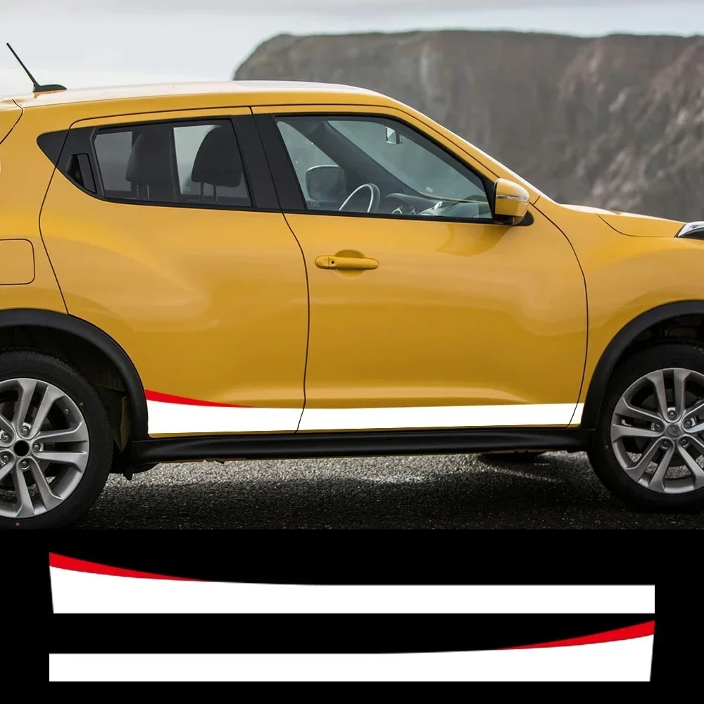 2PCS Car Door Side Skirts Stickers Racing Stripes Vinyl Decals Waterproof Auto Decoration Stickers Accessories For Nissan Juke