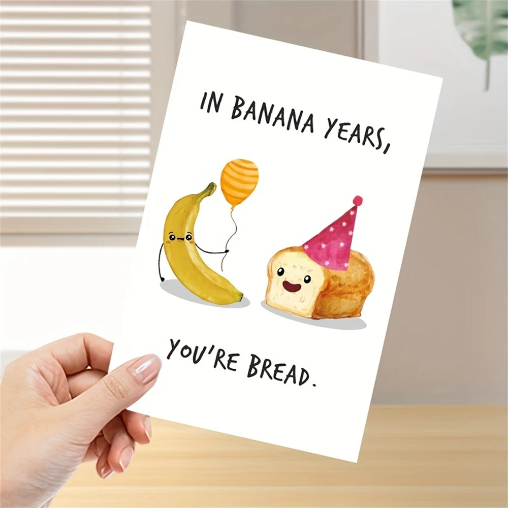 بطاقة عيد ميلاد مضحكة للرجل والمرأة ، 1 ، بطاقة عيد ميلاد مضحكة لصديق ، أخت ، أخت ، هدية للسنة الموز