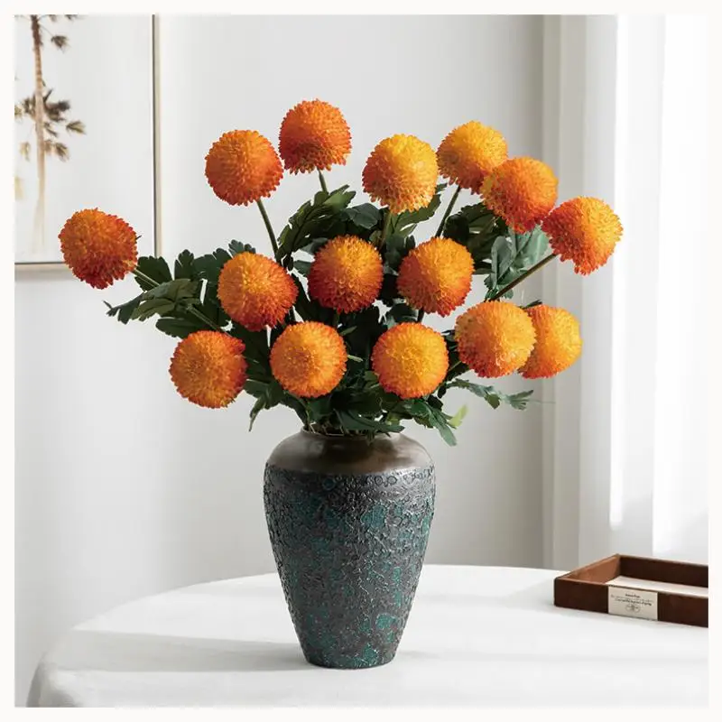 Einzelner Stiel Realistische Künstliche Allium-Kugel Gefälschte Chrysanthemenblume für Hochzeitssträuße Heim Garten Büro Dekoration Zubehör – Detail 4