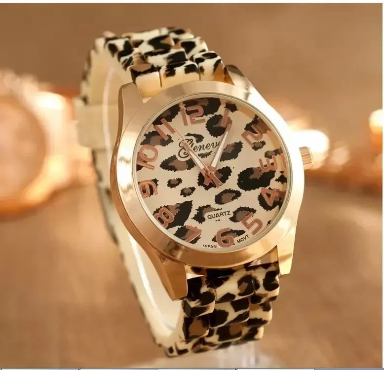 

Geneva Women Watch Print Silicone Watches Personality Leopard Color Ladies Quartz Watch Fashion Creativity Relogio Feminino Gulf