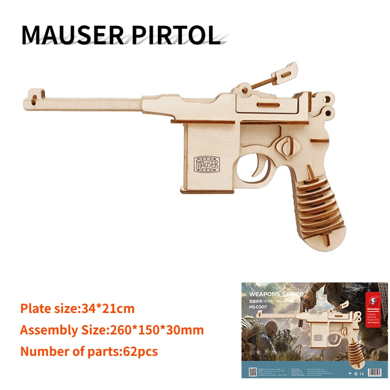 3D Wooden Jigsaw Puzzle Wooden Building Model Handmade Military Themed Gun Model Wooden Bus DIY Educational SimulationToys