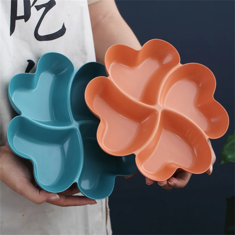 Snack Plate Lattice Placement Easy End-to-end Access Flower-shaped Special Plate Fruit Plate Feel Comfortable Beautiful Shape