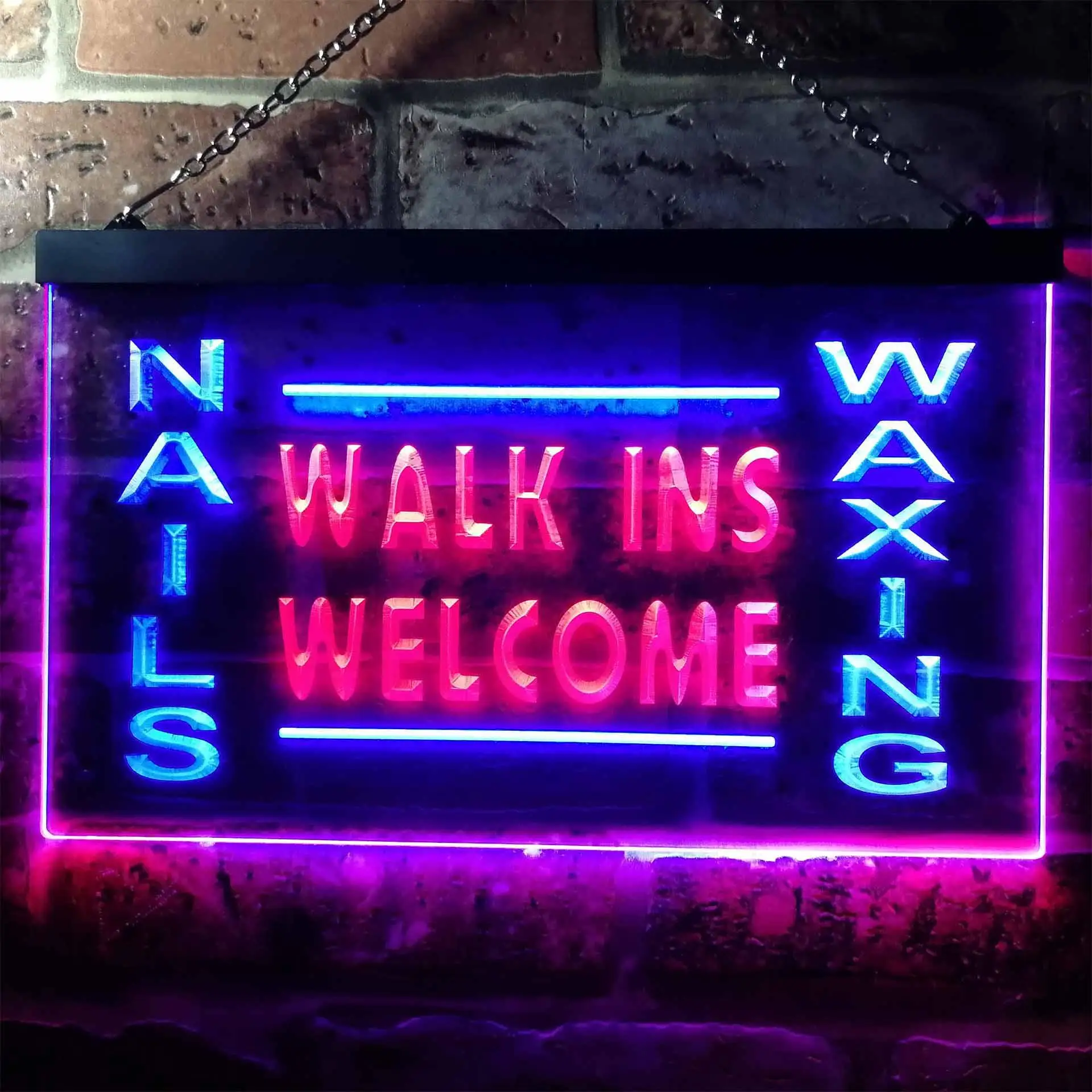 

Гвозди. Вощение. Walk Ins Добро пожаловать. Двухцветная светодиодная неоновая вывеска для салона красоты st6-i0632