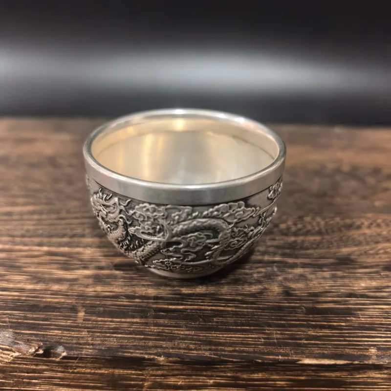 rice jar, pet, tea, dragon and phoenix vintage Baifu, white copper wine cup