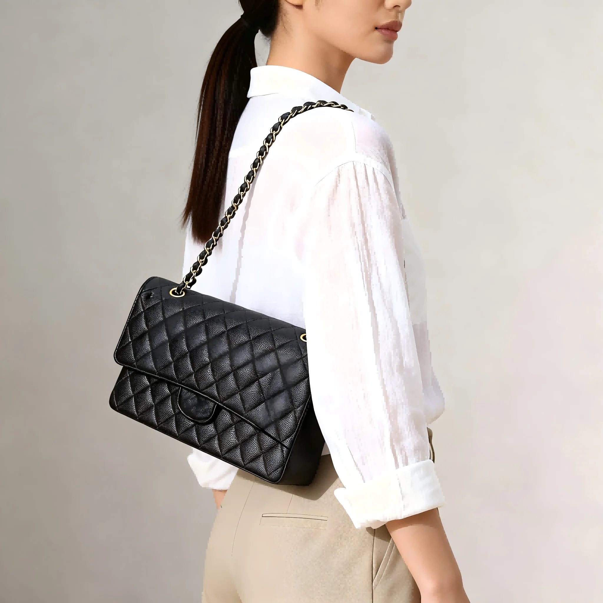 

New Women's Fashion Chain-Strap Crossbody Bag, Single-Shoulder Diamond-Patterned Flap Bag, Fashionable Leather Handbag