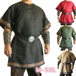 Costume tunica rinascimentale di colore rosso vichingo medievale per armatura rievocazione LARP senza cintura o protezione per il polso