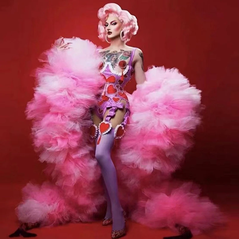 

New Gogo Dance Clothing Women Pink Pole Dance Outfits Nightclub DJ DS Stage Customized Set Sexy Group Jazz Dance Costume XH450