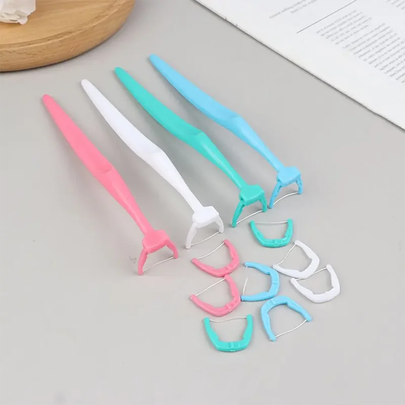 20pcs Replaceable Dental Floss Sticks Oral Cleaning Reusable Floss Sticks Dentist Teeth Sticks Oral Care Hygiene Toothpick Tools