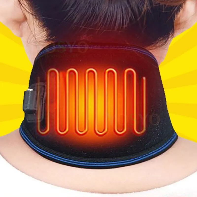 Electric Heated Neck Protection Belt Three Adjustable Temperature Levels for Warmth and Neck Massage Neck Relaxation Black