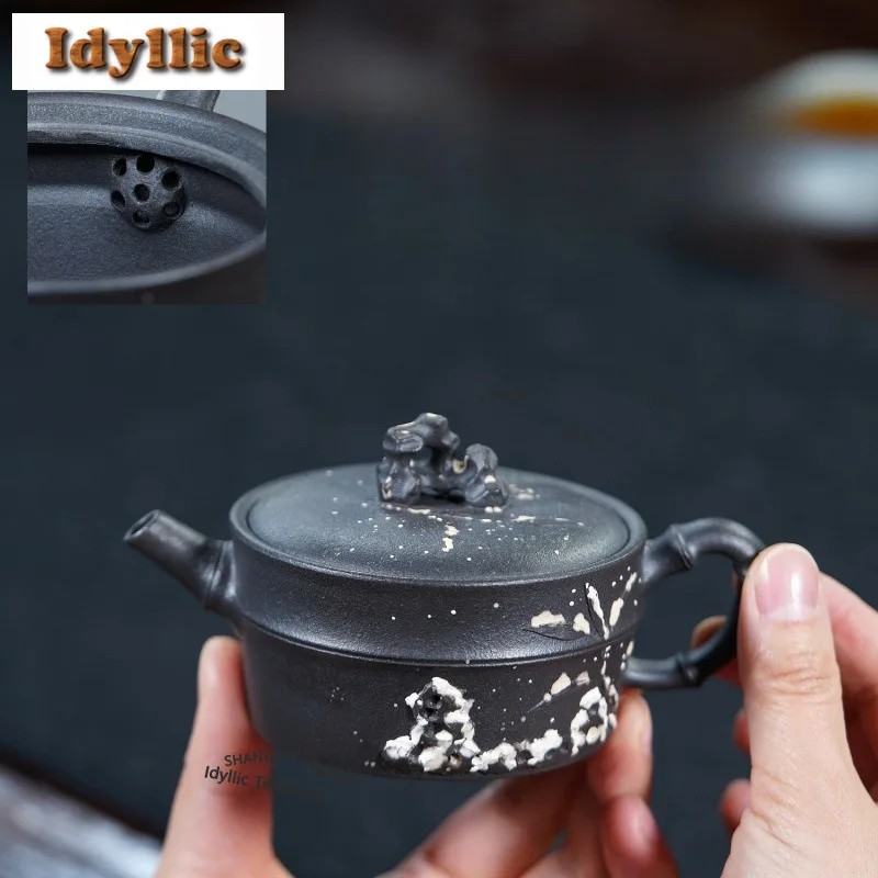 170ml Elegant Yixing Purple Clay Teapots Handmade Large Caliber Pot Raw Ore Stone Yellow Mud Kettle Chinese Zisha Tea Set Tea