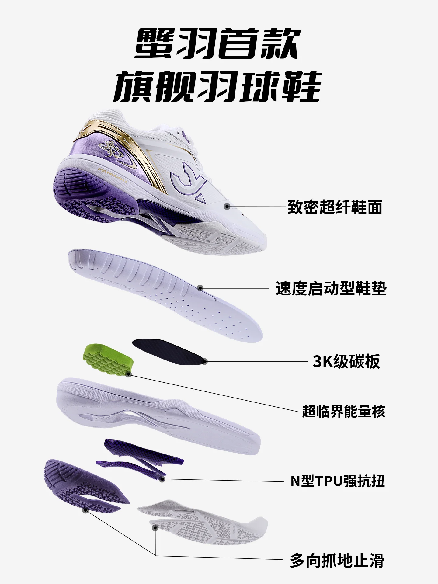 Men's and Women's Badminton Trainers Comfortable and versatile hiking and leisure trainers Badminton training shoes