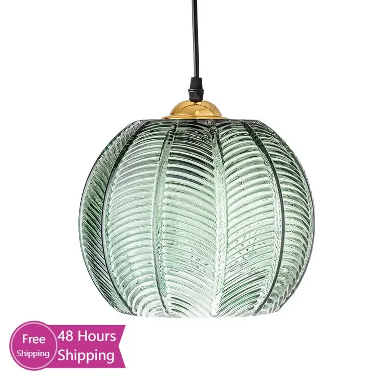 Glass Ball Green Pendant Lighting for Kitchen Dining Room Bedroom Bedside Hanging Lamp Restaurant Ceiling Lights Modern Indoor