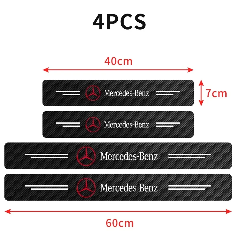 4pcs Carbon Fiber Anti Scratch Scuff Pedal Car Door Sill Protector Stickers For Mercedes Benz AMG W124 W202 W203 W204 W210 W211