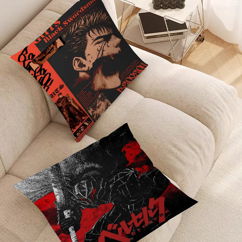 Kentaro Miura Berserk Guts Pillow Covers Cartoon Sofa Decorative Home Double-sided Printing Short Plush Cute Cushion Cover