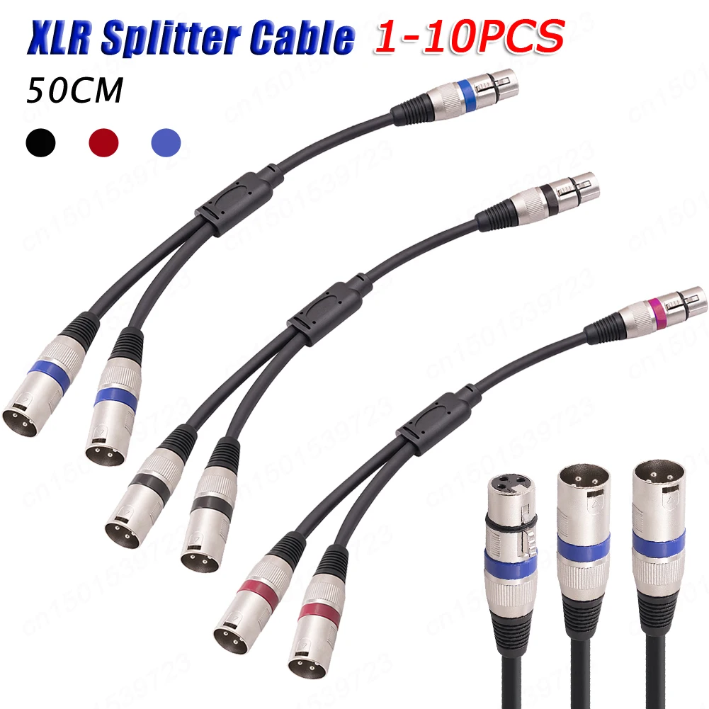 XLR Splitter 3 Pin XLR Female To Dual XLR Male Y Splitter Balanced Mic Cable 3FT 50CM Instruments Microphones Cables Signal