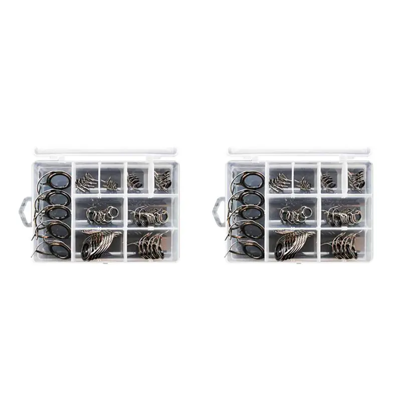 

ABKV-80 Pcs Fishing Rod Guides Tip 8 Sizes Pole Repair Kit Line Rings Eyes Set Rings Stainless Steel Frames