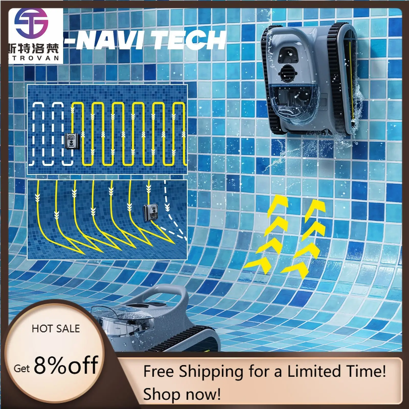 

STLF Advanced Intelligence Pool Cleaning Robot Wireless Vacuum Automatic Wall-climbing Robot Pool Cleaner