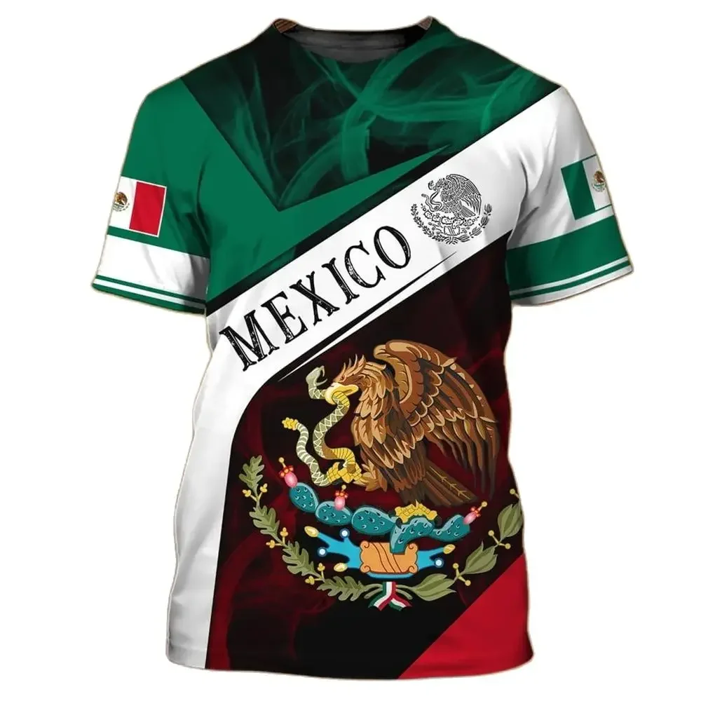 Maya Mexico Eagle Graphic T-Shirts Fashion 3D Print T Shirt For Men National Flag Harajuku Oversized Short Sleeve O-neck Tees