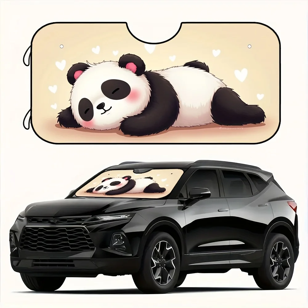 

1 шт., солнцезащитный козырек на лобовое стекло Sleepy Panda, блокировщик лучей, прохладный и удобный для вашего автомобиля, идеально подходит для всех типов автомобилей, полиэстер