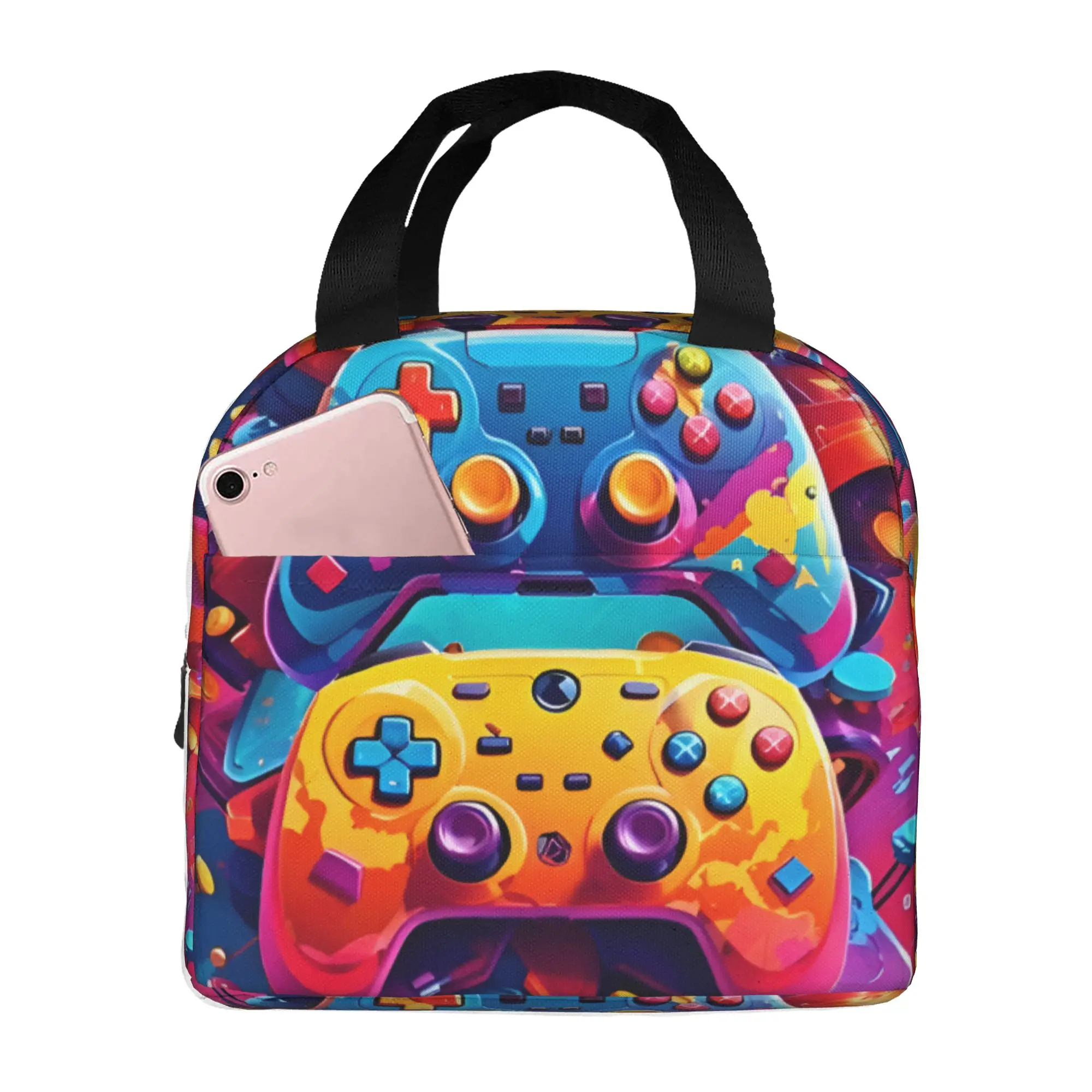 Game Controller Thermal Insulated Lunch Bag Technological Sense Portable Lunch Container for Work School Travel Storage Food Box
