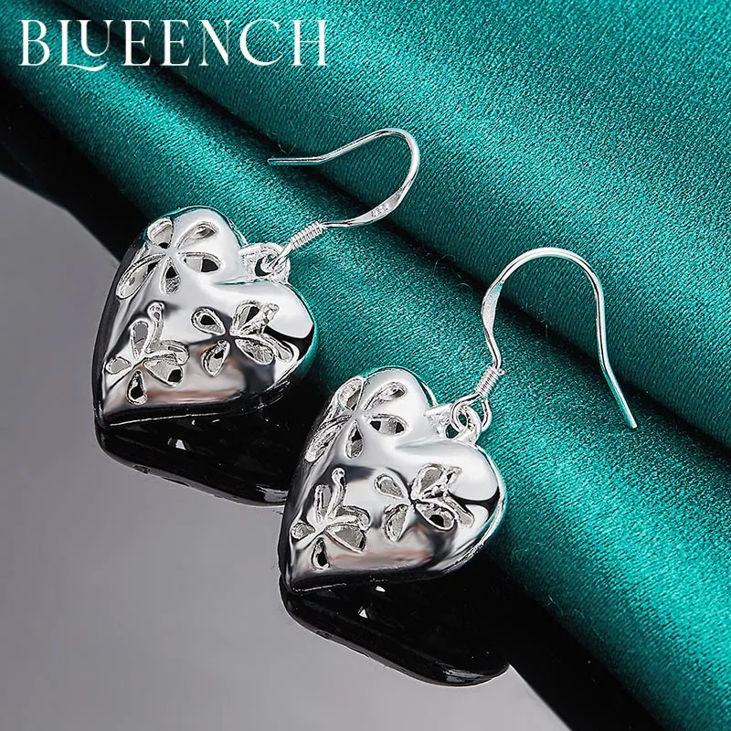 

Blueench 925 Sterling Silver Stereo Heart Peach Earrings Pendant Suitable For Ladies Wedding Party Fashion Jewelry