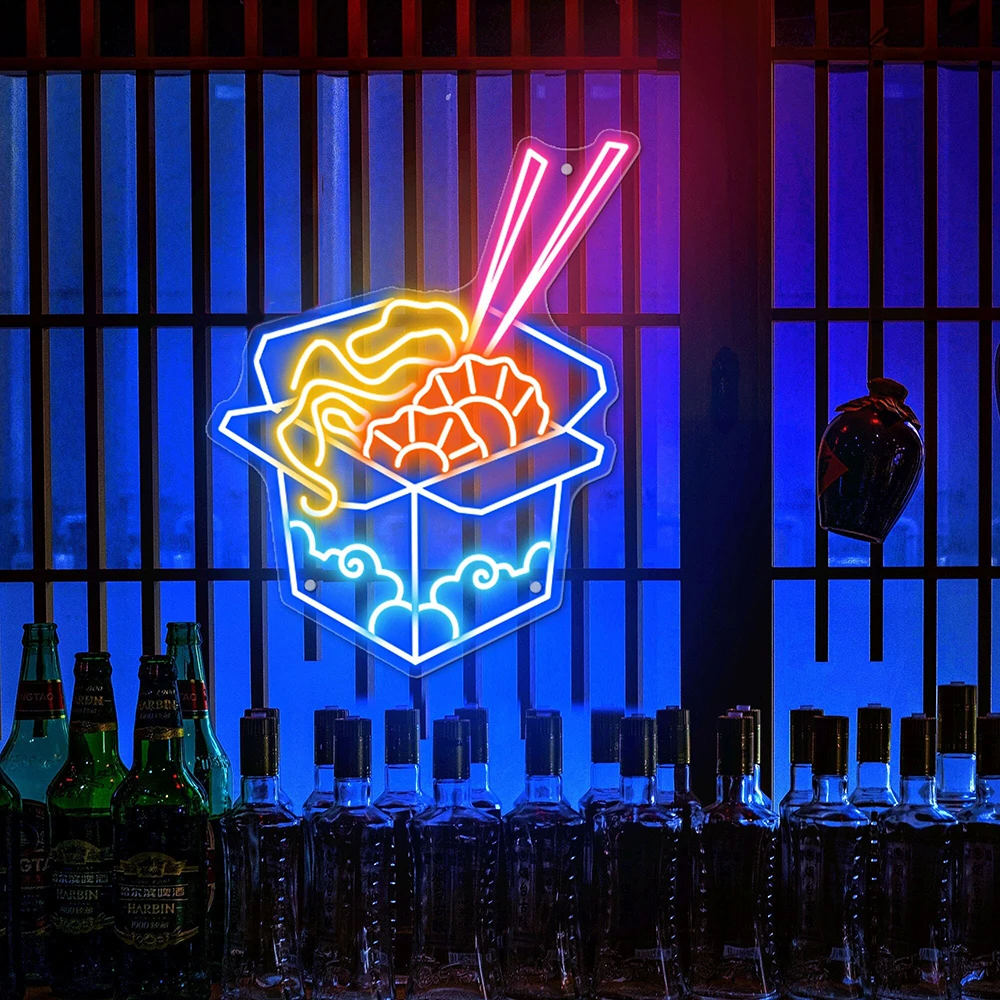 

Chinese Food Neon Sign Wok House Neon Light Chinese Food Open Chinatown Restaurant Decoration LED Neon Custom Business Signs